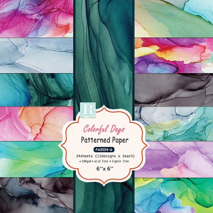 Kokorosa 24PCS  6" Colorful Days Scrapbook & Cardstock Paper