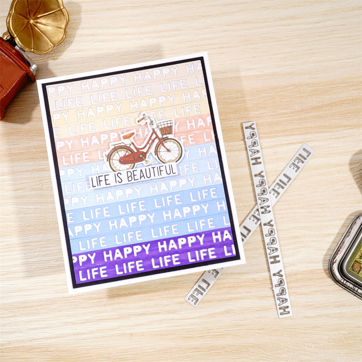 Kokorosa Metal Cutting Dies With "Happy Life" Border