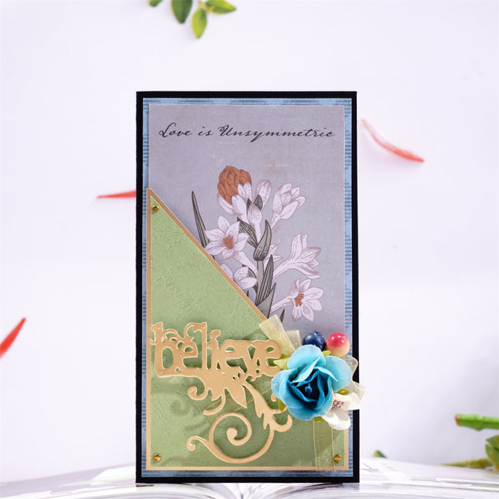 Kokorosa Metal Cutting Dies with "Believe, Hope, Dream" with Feather