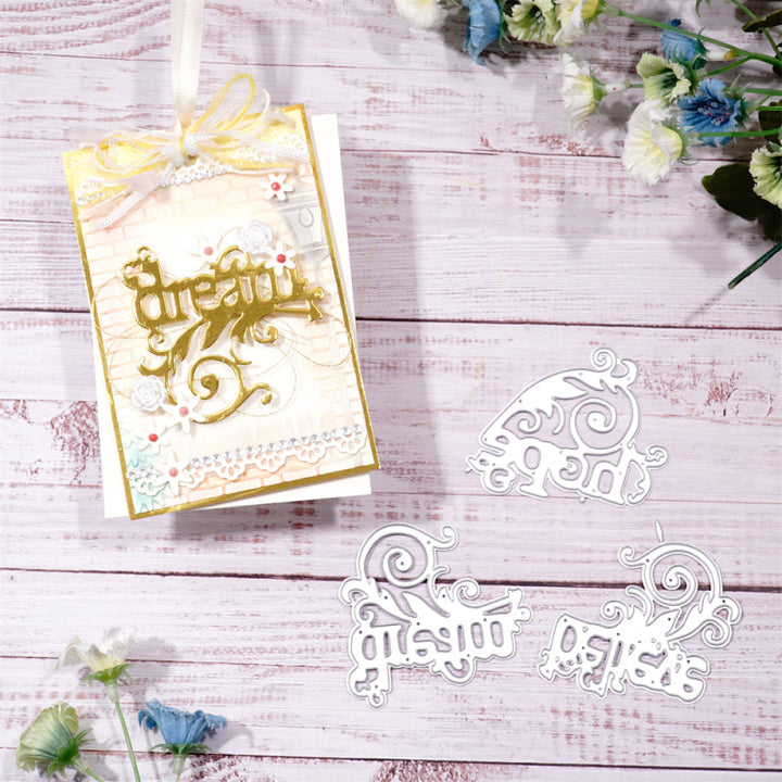 Kokorosa Metal Cutting Dies with "Believe, Hope, Dream" with Feather
