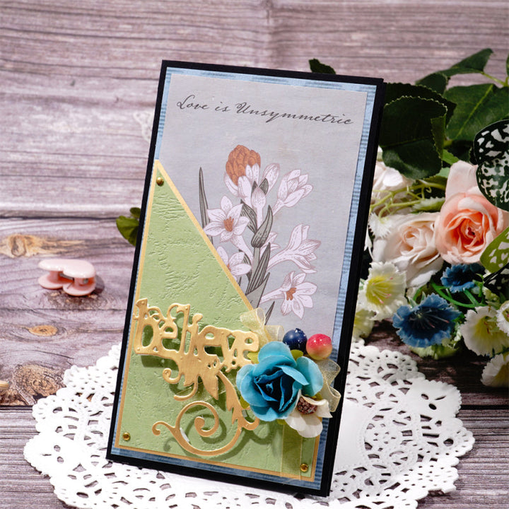 Kokorosa Metal Cutting Dies with "Believe, Hope, Dream" with Feather