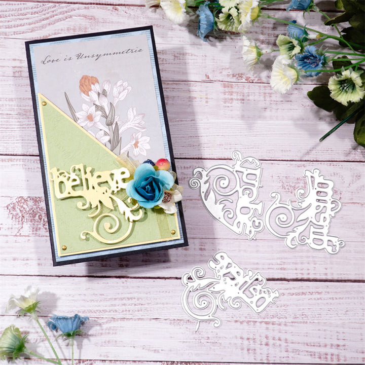 Kokorosa Metal Cutting Dies with "Believe, Hope, Dream" with Feather