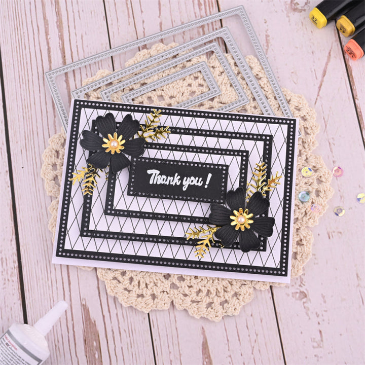 Kokorosa Metal Cutting Dies With Stackable Rectangle Frame Border