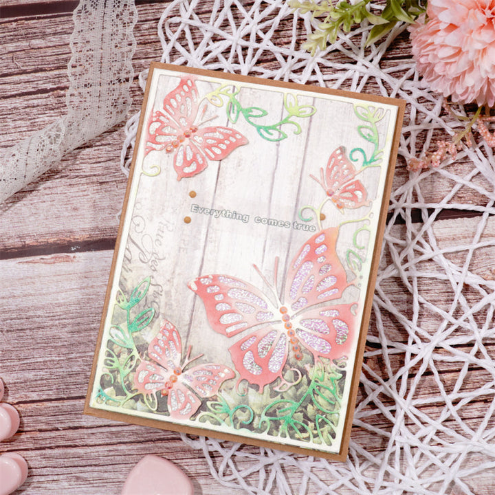 Kokorosa Metal Cutting Dies with Leaves and Butterflies Background Board