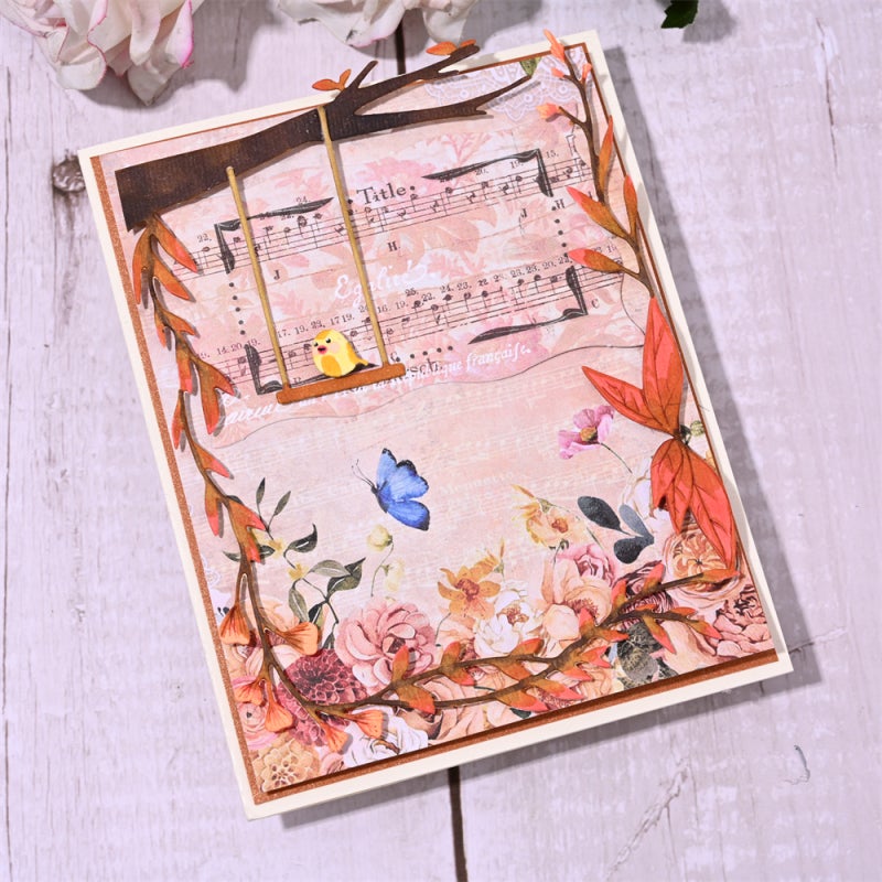 MAKING TUTORIAL-----CUTTING DIES WITH LEAVES BORDER AND CUTE BIRD