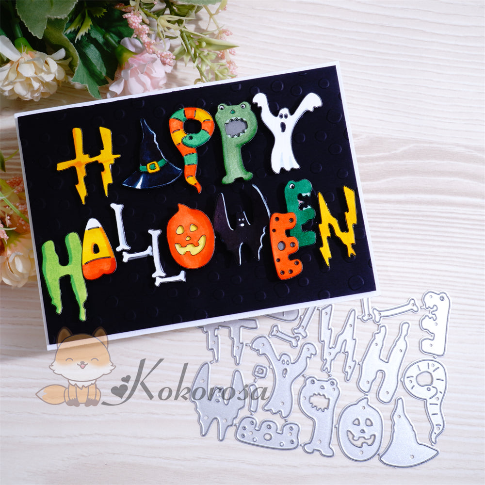 Kokorosa Metal Cutting Dies with "Happy Halloween" Words