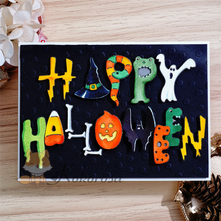 Kokorosa Metal Cutting Dies with "Happy Halloween" Words