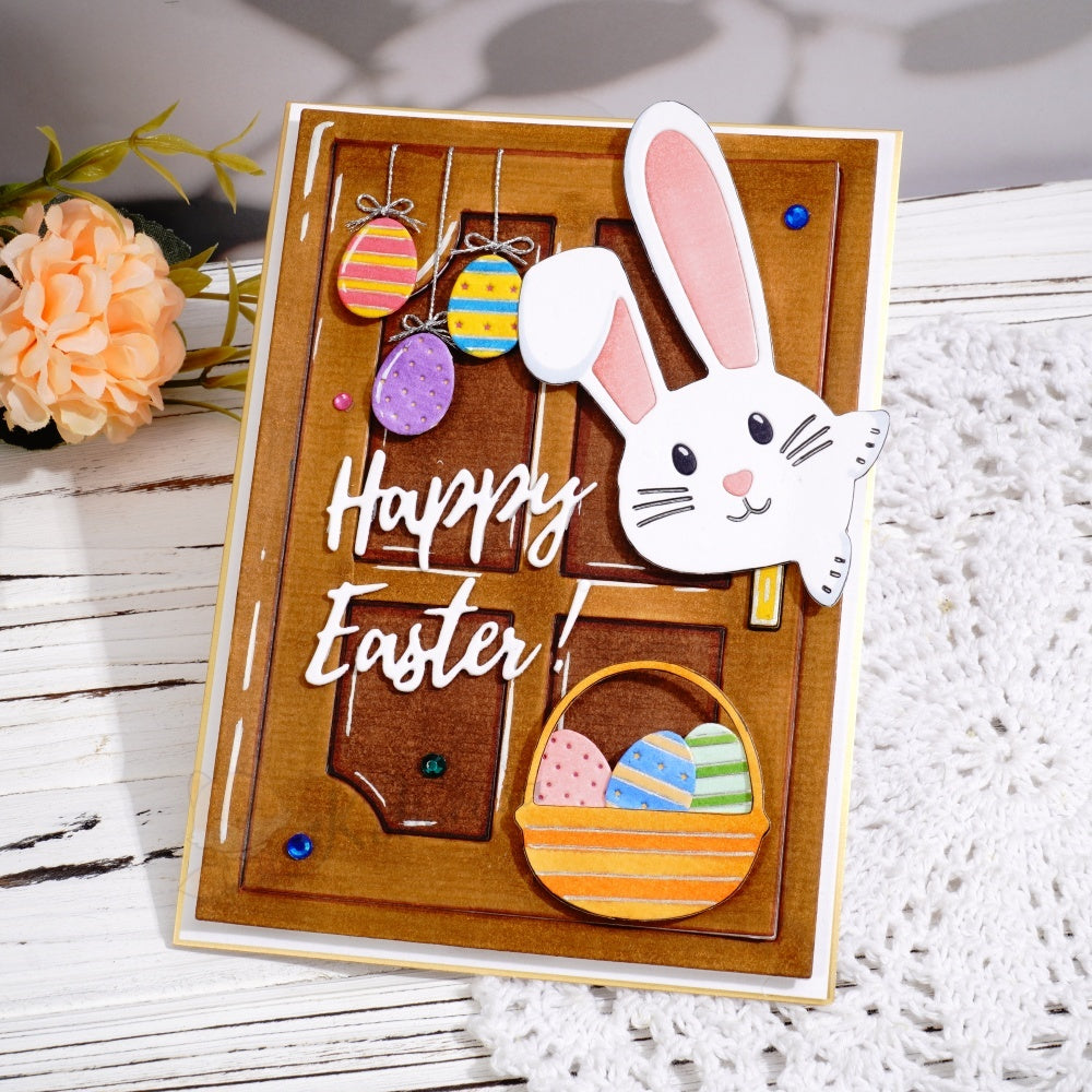 Kokorosa Metal Cutting Dies with Happy Easter Bunny Eggs and Window