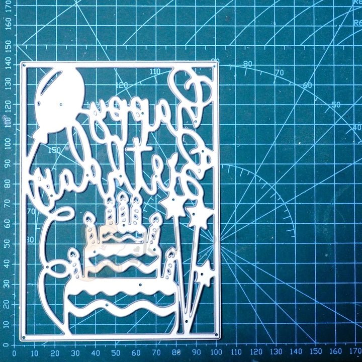 Kokorosa Metal Cutting Dies with Happy Birthday Cake Background Board
