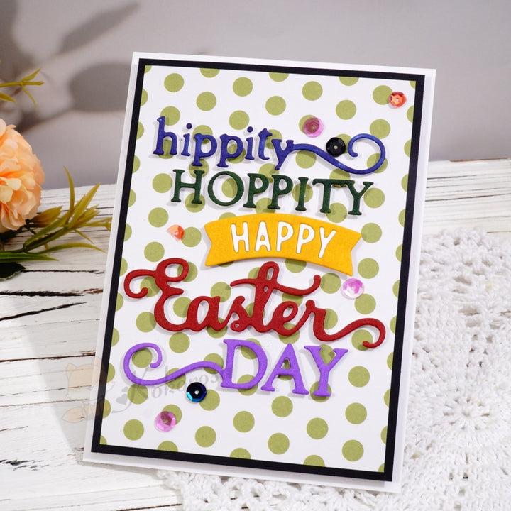 Kokorosa Metal Cutting Dies with 'hippity HOPPITY HAPPY Easter DAY' Word