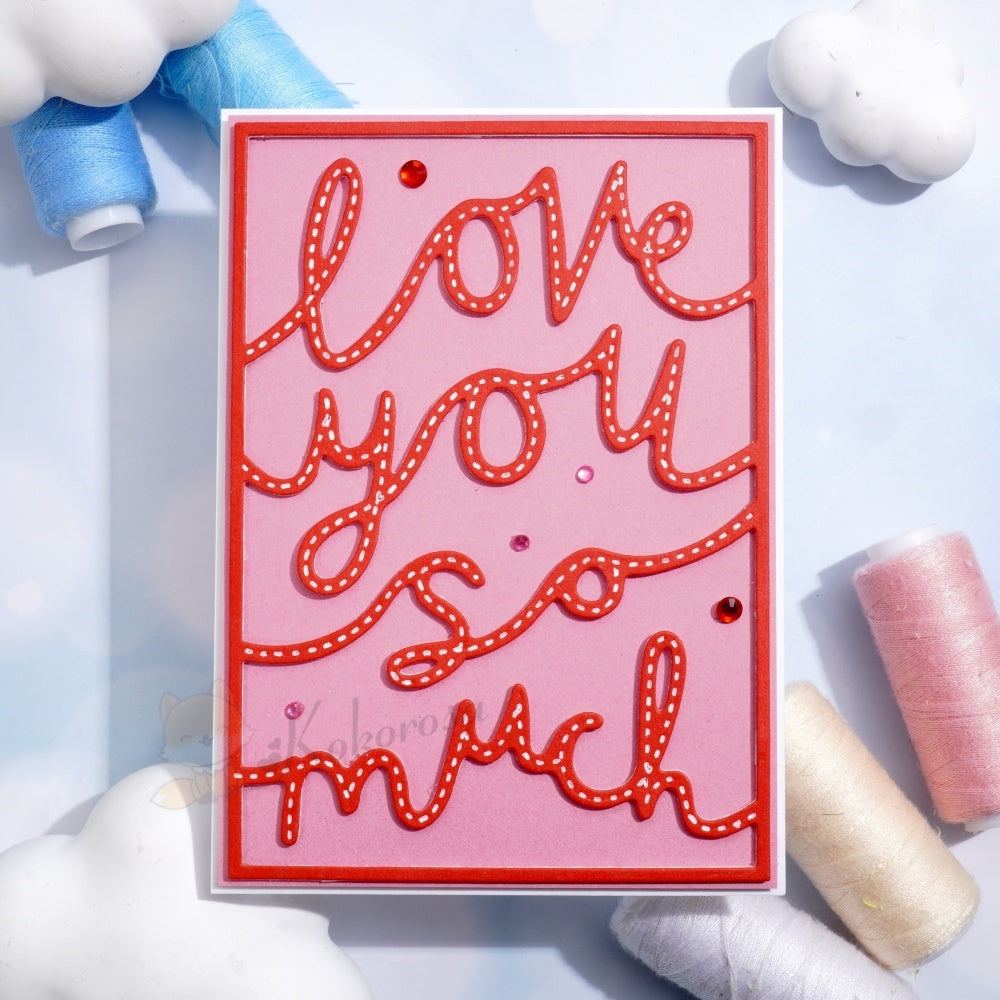 Kokorosa Metal Cutting Dies with 'love you so much' Word Background Board