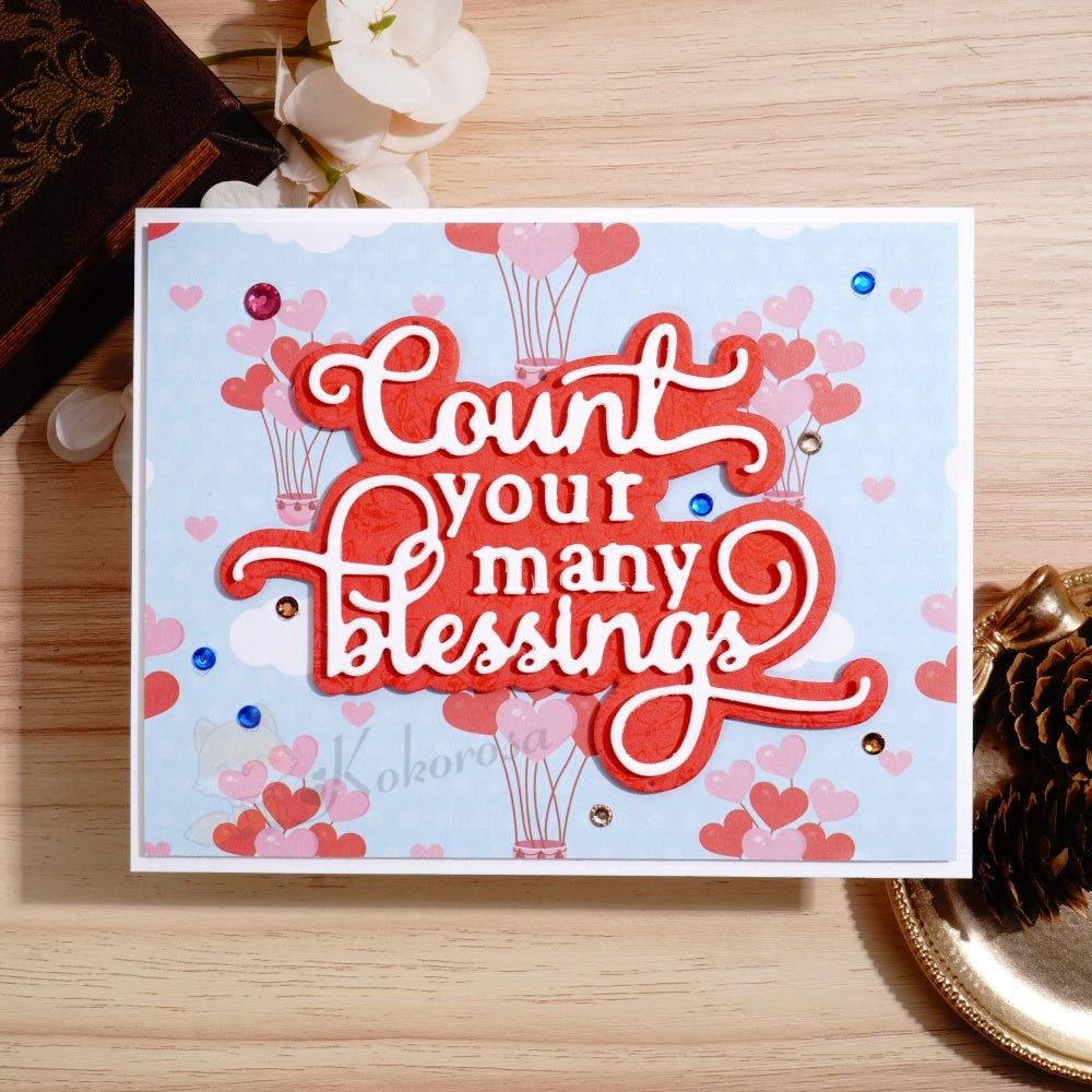 Kokorosa Metal Cutting Dies with 'Counting Your many blessings' Word