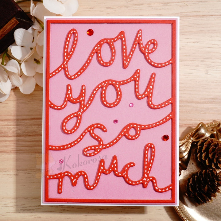 Kokorosa Metal Cutting Dies with 'love you so much' Word Background Board