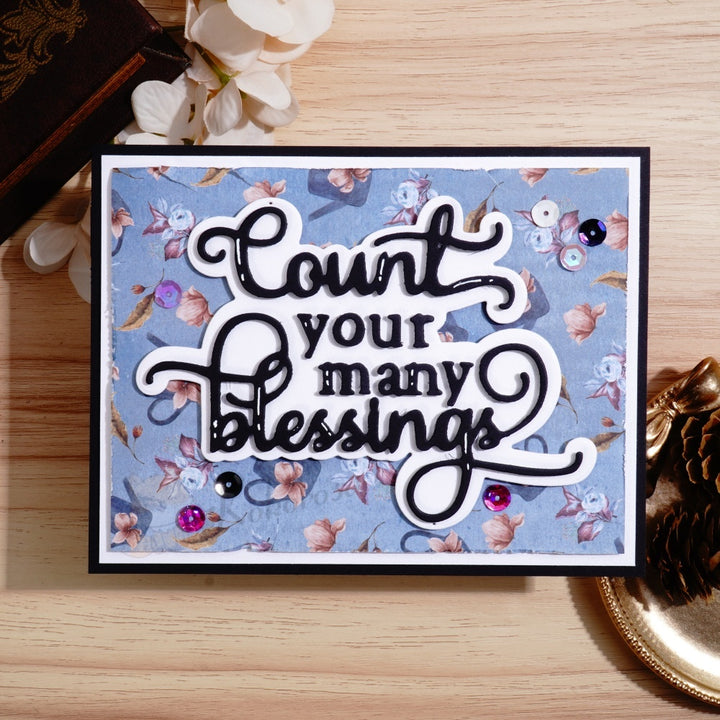 Kokorosa Metal Cutting Dies with 'Counting Your many blessings' Word