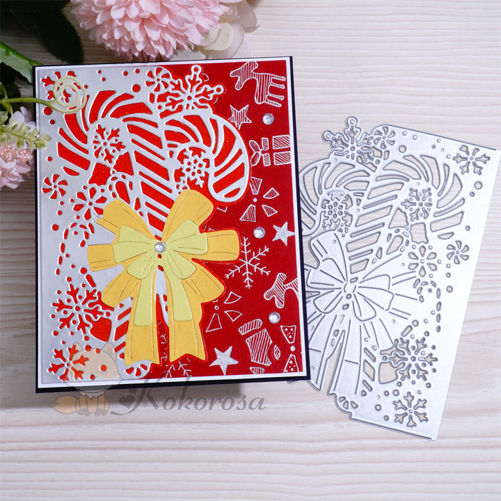 Kokorosa Metal Cutting Dies with Christmas Cane & Bow Border Board