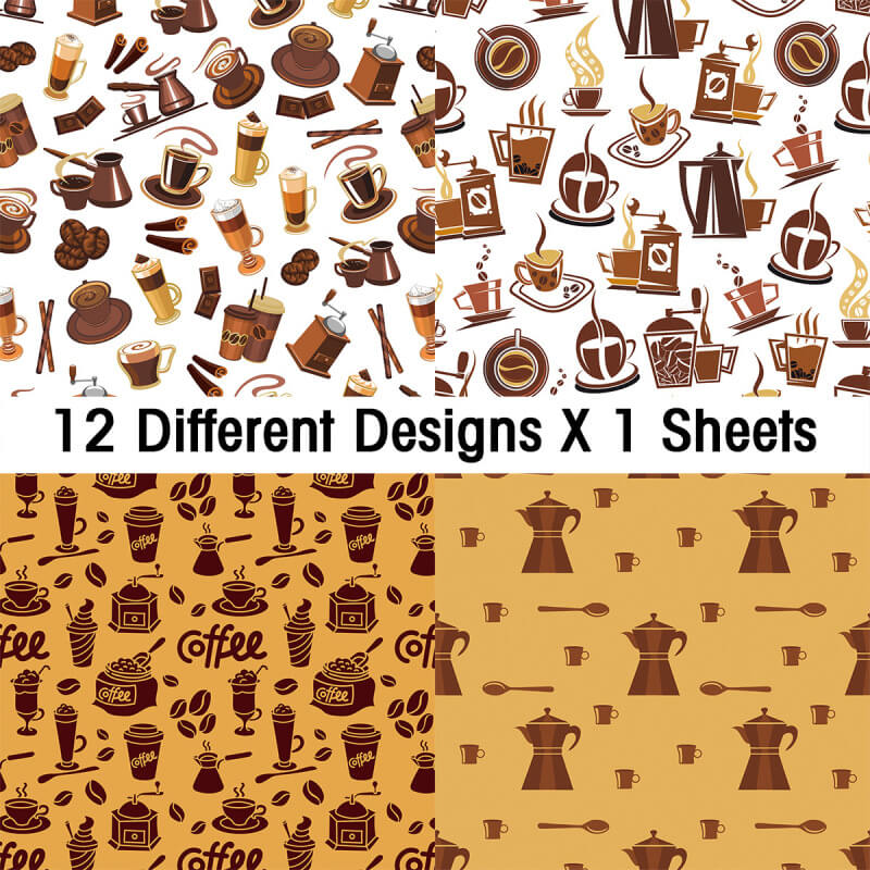 Kokorosa 12PCS 6" Coffee Style Scrapbook & Cardstock Paper