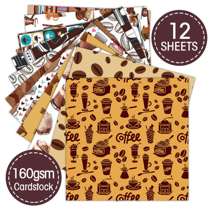 Kokorosa 12PCS 6" Coffee Style Scrapbook & Cardstock Paper