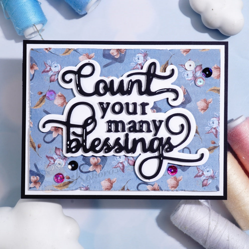 Kokorosa Metal Cutting Dies with 'Counting Your many blessings' Word