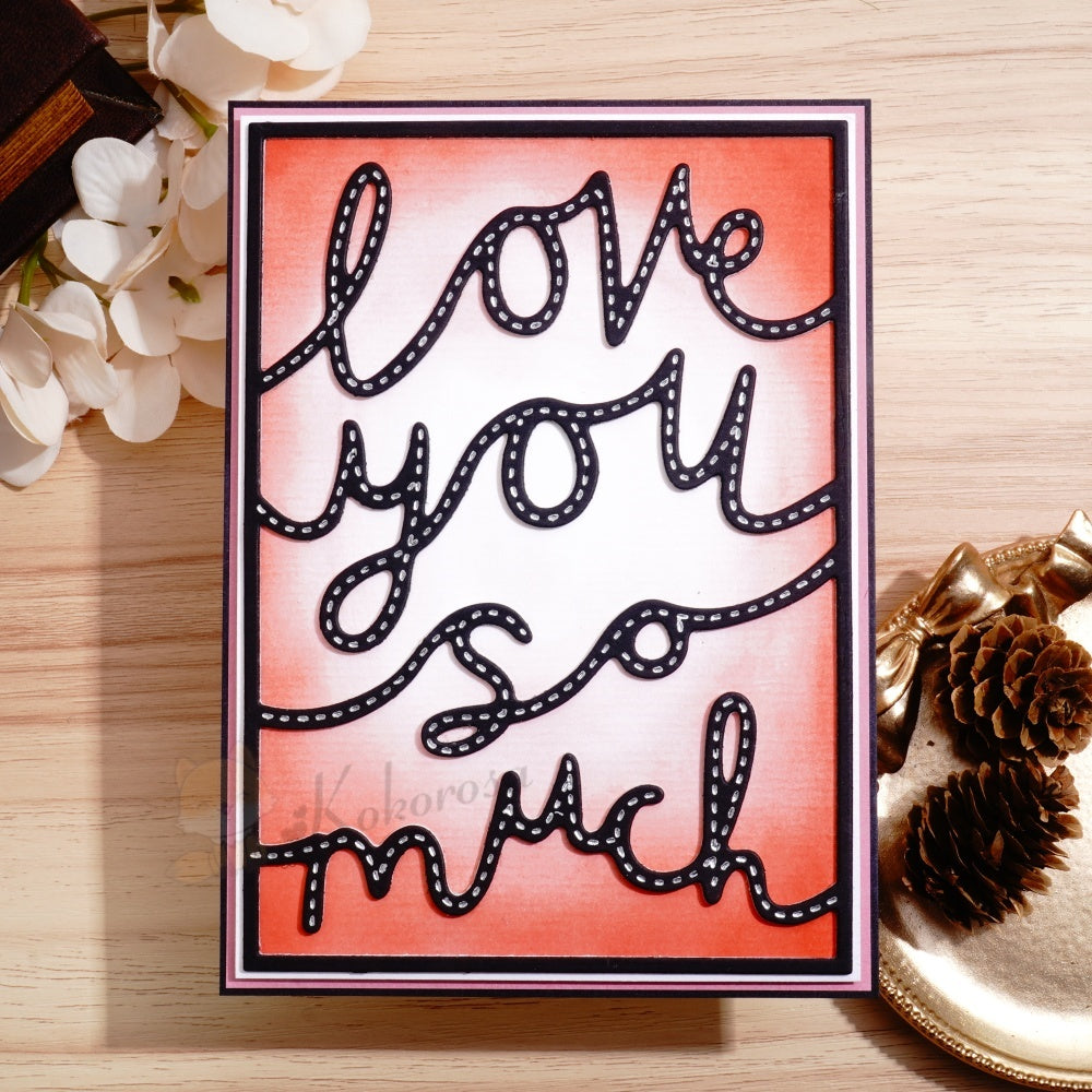 Kokorosa Metal Cutting Dies with 'love you so much' Word Background Board