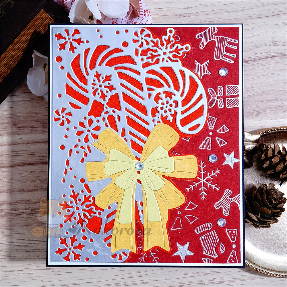 Kokorosa Metal Cutting Dies with Christmas Cane & Bow Border Board