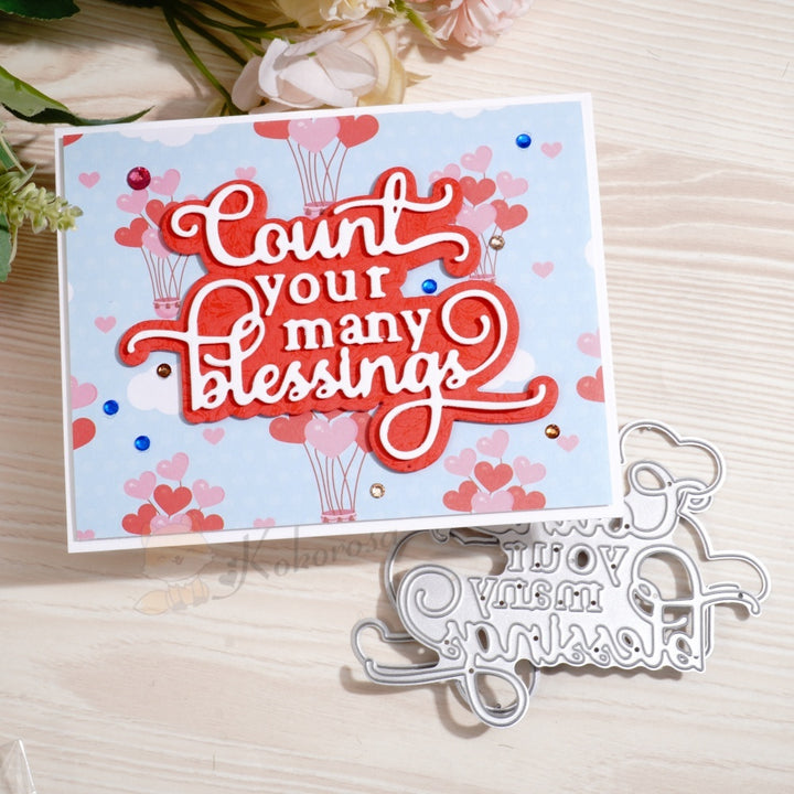 Kokorosa Metal Cutting Dies with 'Counting Your many blessings' Word