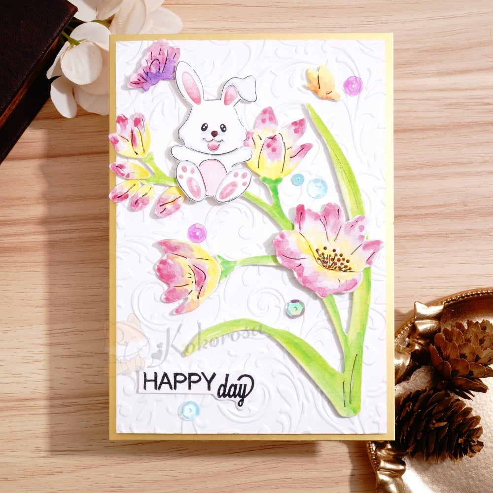 Kokorosa Metal Cutting Dies with Bunny on the Flower