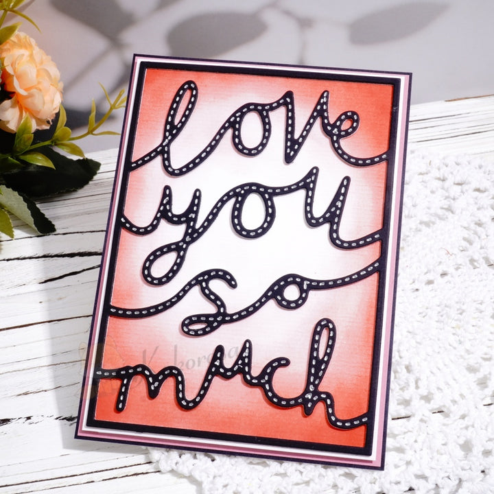 Kokorosa Metal Cutting Dies with 'love you so much' Word Background Board