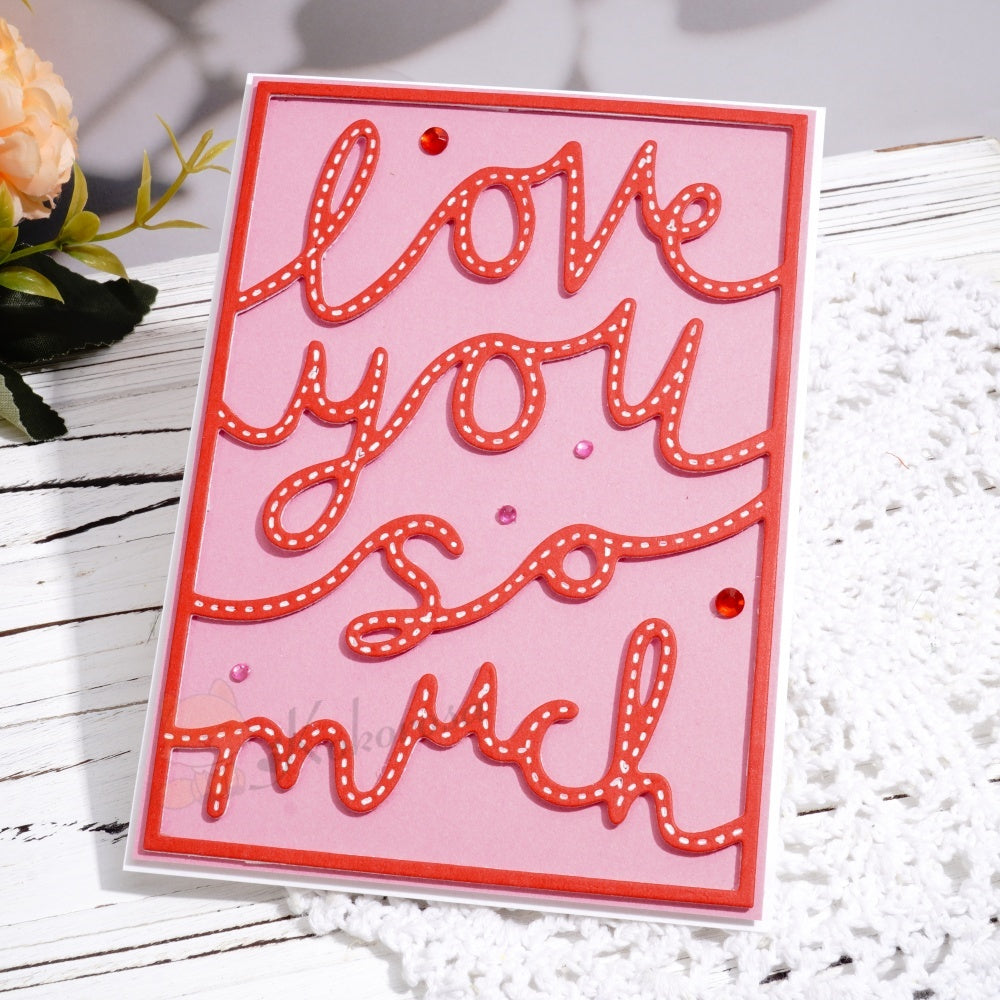 Kokorosa Metal Cutting Dies with 'love you so much' Word Background Board