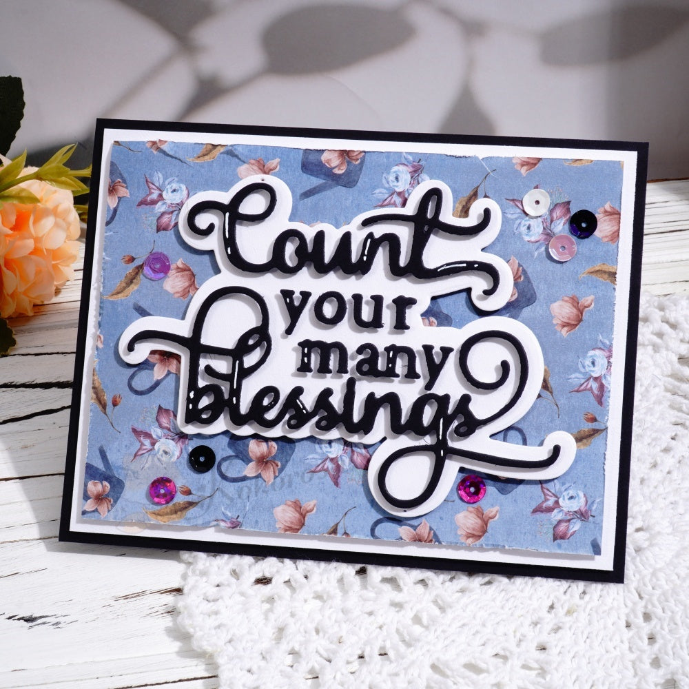 Kokorosa Metal Cutting Dies with 'Counting Your many blessings' Word