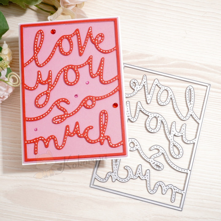 Kokorosa Metal Cutting Dies with 'love you so much' Word Background Board