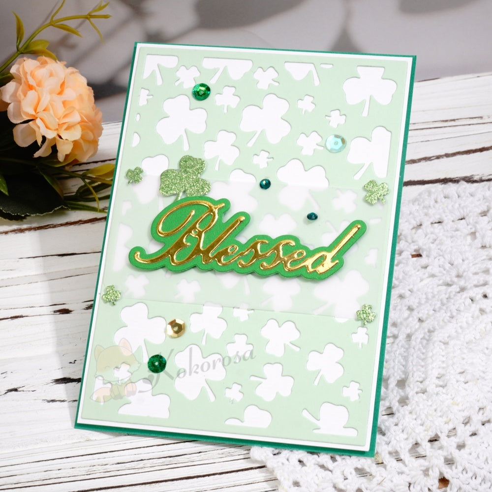 Kokorosa Metal Cutting Dies with Shamrock Background Board