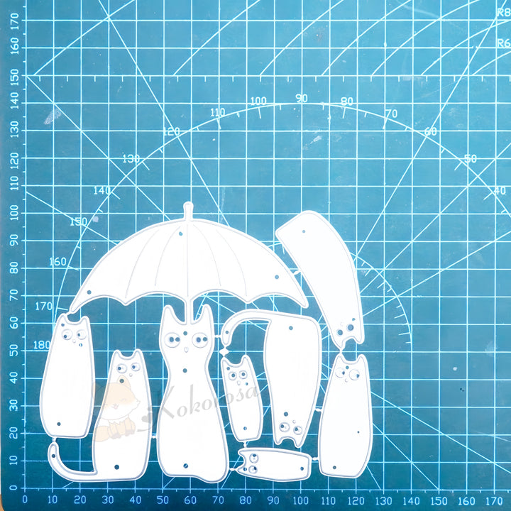 Kokorosa Metal Cutting Dies with Cats Under Umbrella