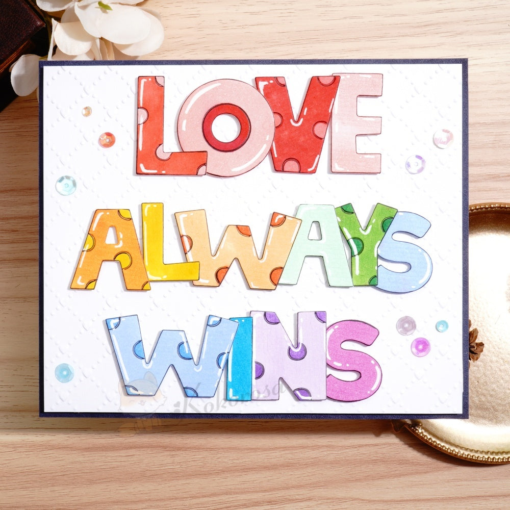 Kokorosa Metal Cutting Dies with 'LOVE ALWAYS WINS' Word