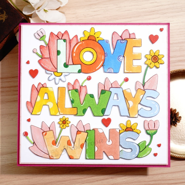 Kokorosa Metal Cutting Dies with 'LOVE ALWAYS WINS' Word