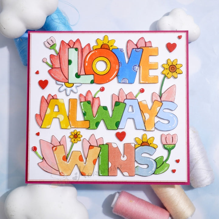 Kokorosa Metal Cutting Dies with 'LOVE ALWAYS WINS' Word