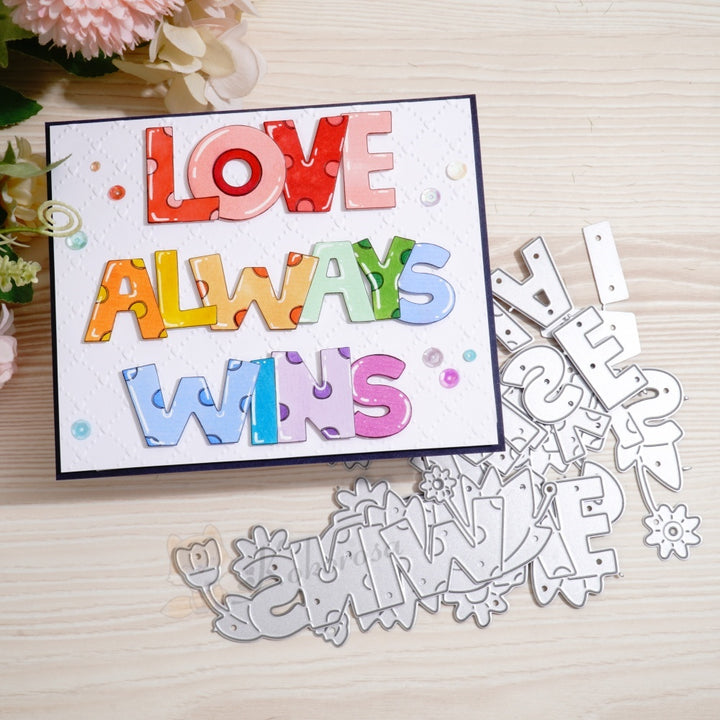 Kokorosa Metal Cutting Dies with 'LOVE ALWAYS WINS' Word