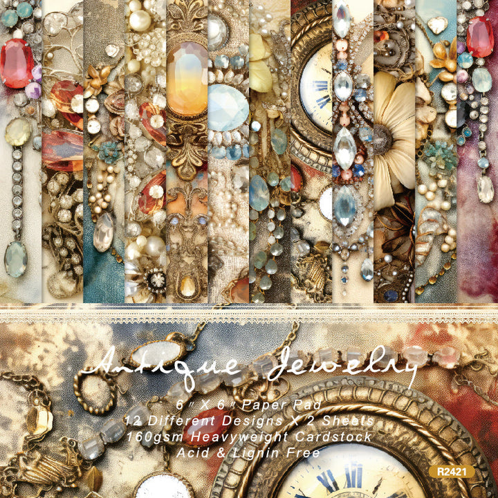 Kokorosa 24PCS 6" Antigue Jewelry Scrapbook & Cardstock Paper