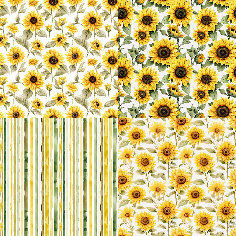 Kokorosa 24PCS 6" Blooming Sunflowers Scrapbook & Cardstock Paper