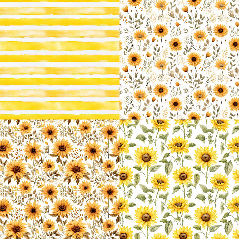 Kokorosa 24PCS 6" Blooming Sunflowers Scrapbook & Cardstock Paper