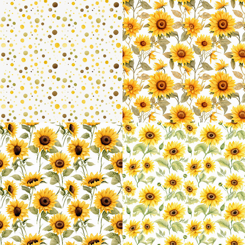 Kokorosa 24PCS 6" Blooming Sunflowers Scrapbook & Cardstock Paper