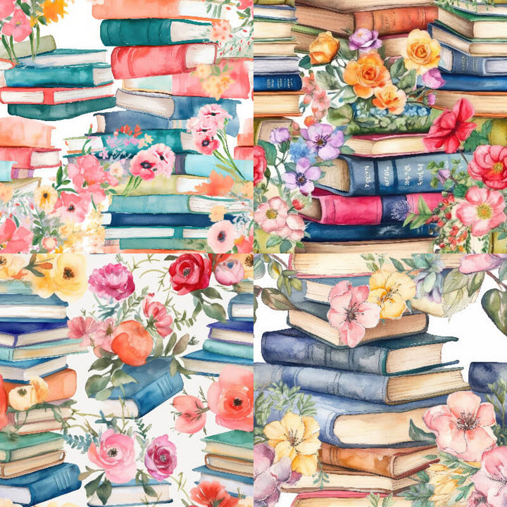 Kokorosa 24PCS 6" Books and Flowers Scrapbook & Cardstock Paper