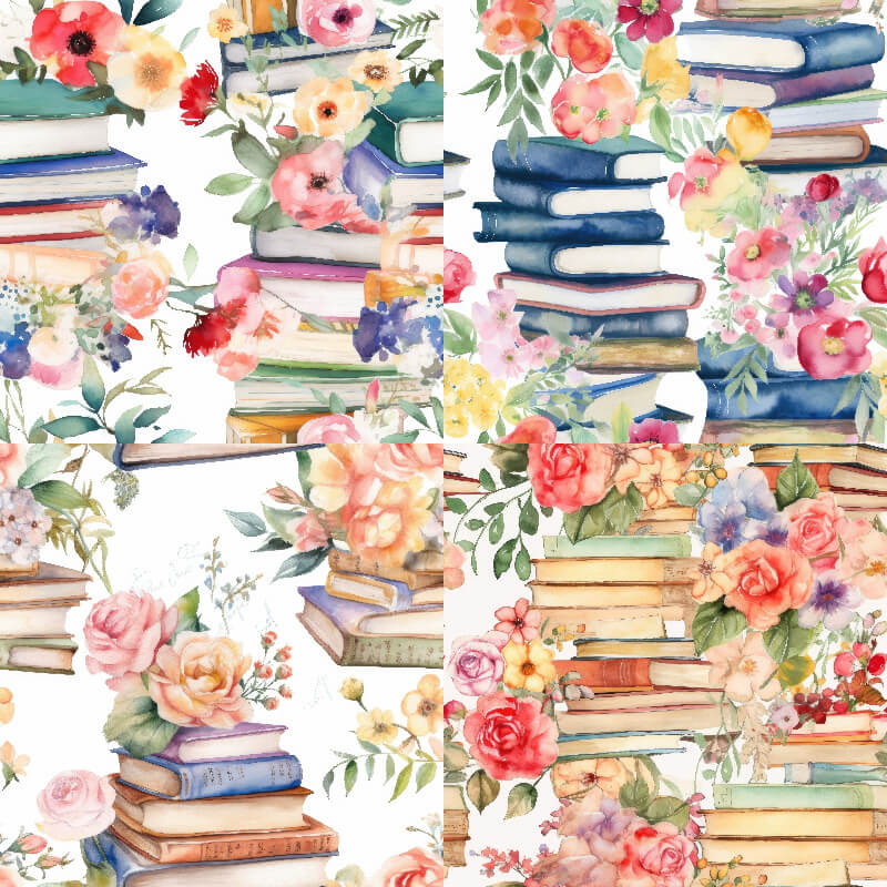 Kokorosa 24PCS 6" Books and Flowers Scrapbook & Cardstock Paper