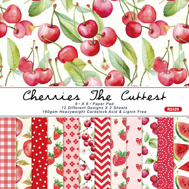 Kokorosa 24PCS 6" Cherries the Cuffest Scrapbook & Cardstock Paper