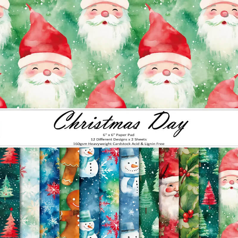 Kokorosa 24PCS 6" Christmas Day Scrapbook & Cardstock Paper