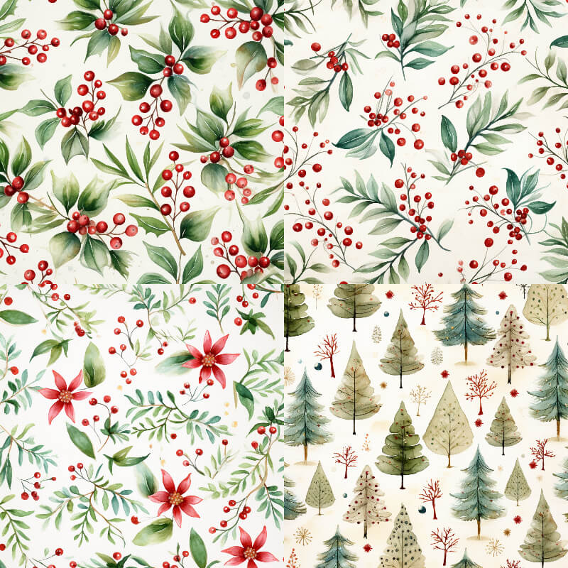 Kokorosa 24PCS 6" Christmas Green Plants Scrapbook & Cardstock Paper