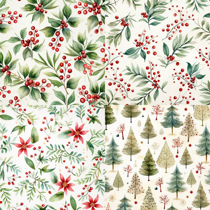 Kokorosa 24PCS 6" Christmas Green Plants Scrapbook & Cardstock Paper