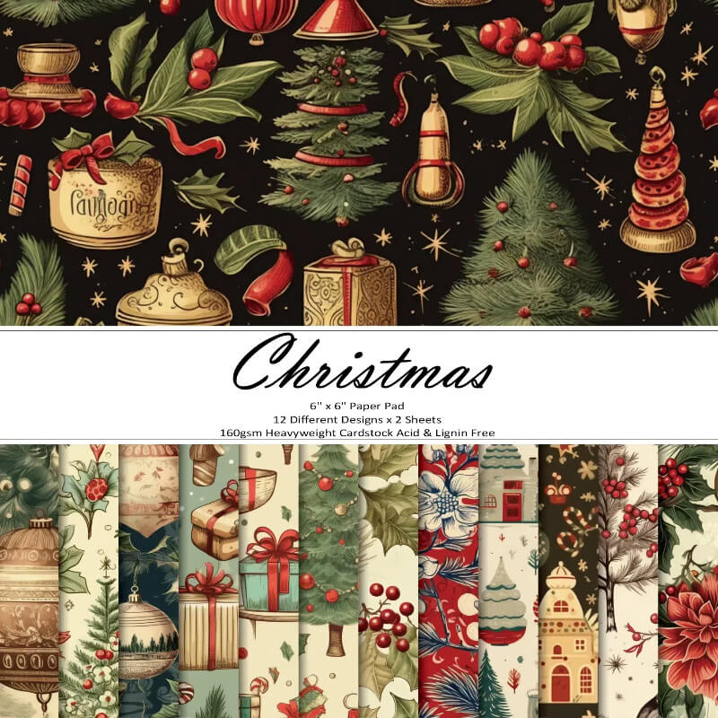 Kokorosa 24PCS 6" Christmas Tree Scrapbook & Cardstock Paper