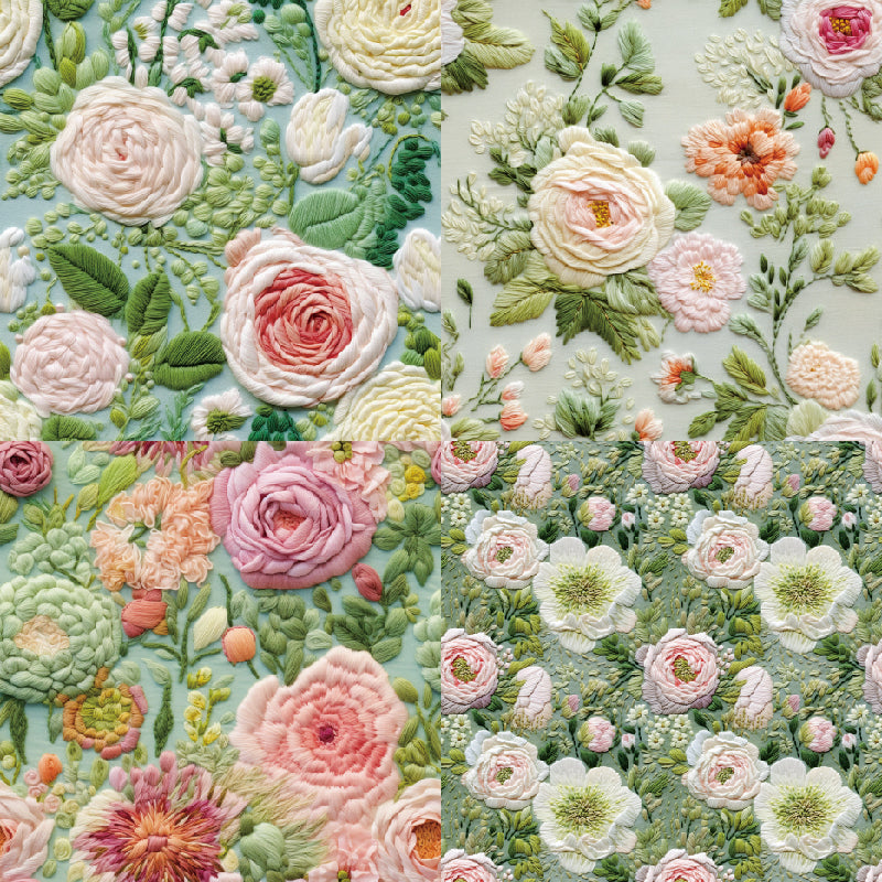 Kokorosa 24PCS 6" Embroidery Flowers Scrapbook & Cardstock Paper