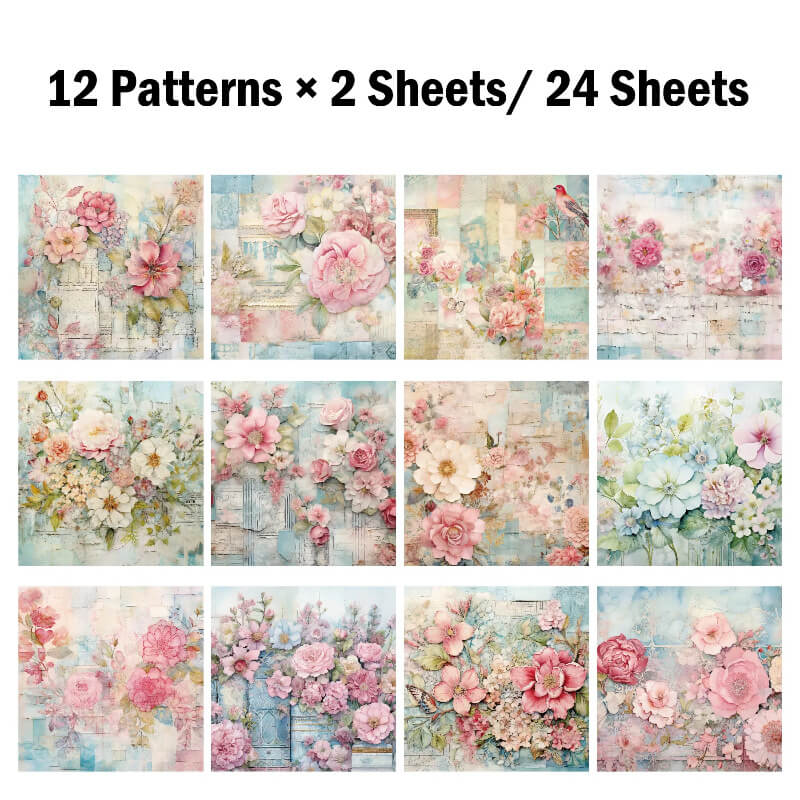 Kokorosa 24PCS 6" Flowers in Garden Scrapbook & Cardstock Paper