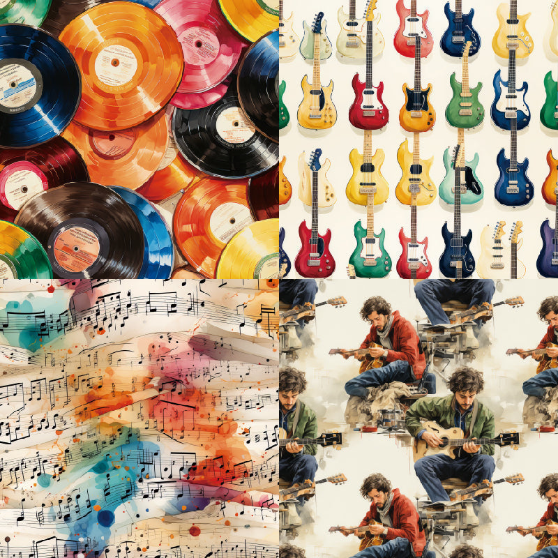 Kokorosa 24PCS 6" Guitar Theme Scrapbook & Cardstock Paper